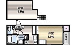 ヴィエントピーノ中村公園 2階1Kの間取り