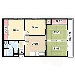 ハイツ東桜 6階4DKの間取り