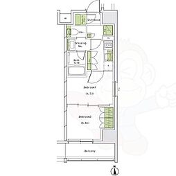 ザ・パークハビオ名古屋松原 13階2Kの間取り