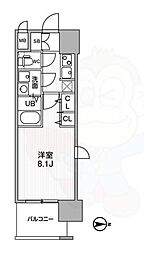 La Douceur黒川2 8階1Kの間取り