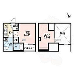 ヒラソル守山 1階1Kの間取り