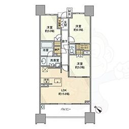 ザ・パークハウス名古屋 12階3LDKの間取り