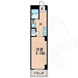 ハウス108筒井 3階1Kの間取り