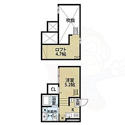 スプリングフォレスト壱番館 1階1Kの間取り
