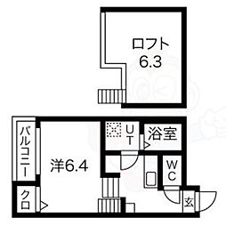 カーサフェリーチェW 1階1Kの間取り