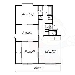 ドミール・ブラン 4階3LDKの間取り