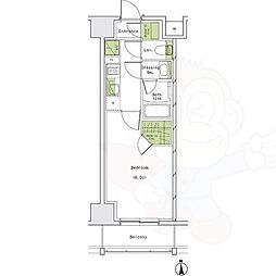 ザ・パークハビオ名古屋松原 12階1Kの間取り