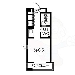 白川公園パークマンション（旧アーク白川公園パークマンション） 8階ワンルームの間取り