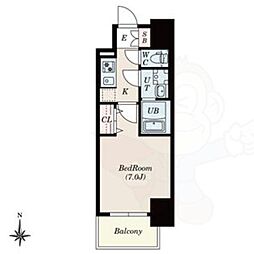 S-RESIDENCE尾頭橋clarity 4階1Kの間取り