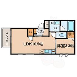 Albireo 1階1LDKの間取り