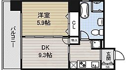 レインボーピア記念橋 1DKの間取図画像