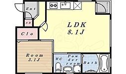 ディアマンテ八田 1LDKの間取図画像