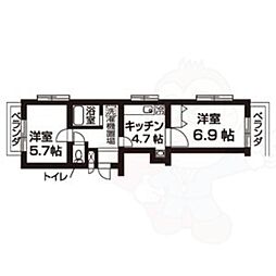 VIPちくさ 2Kの間取図画像