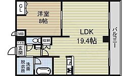 ワイズタワー徳川 1LDKの間取図画像