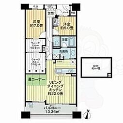 パークシティザ・ウイングス西棟 2LDKの間取図画像