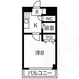 現代ハウス大須 1Kの間取図画像