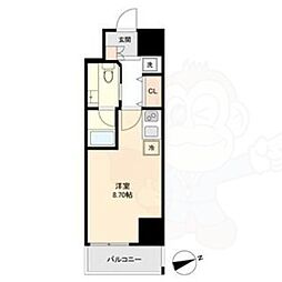 マリオン城西 1Kの間取図画像
