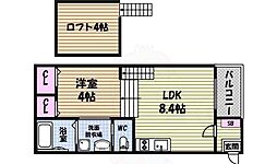ウエストエム 1LDKの間取図画像