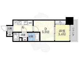 パークアクシス名古屋山王 1DKの間取図画像