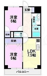 アドラーブル鳥羽見 2DKの間取図画像