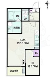 春日井市小野町5丁目アパート 1LDKの間取図画像