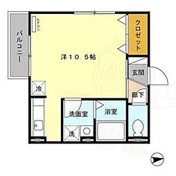 サン・ミッシェル ワンルームの間取図画像