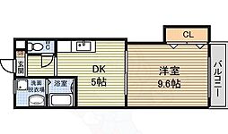 レジデンス黒龍 1DKの間取図画像
