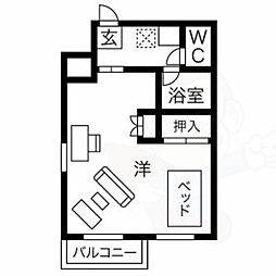 グランコール本山 ワンルームの間取図画像
