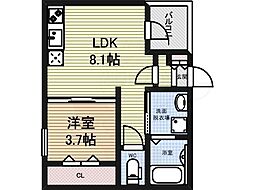 ハーモニーテラス御器所 1LDKの間取図画像