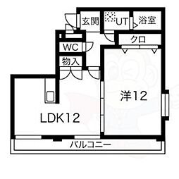 カーサユタカ 2LDKの間取図画像