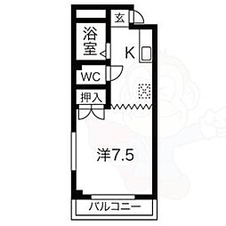 ジュネスドミール金山 1Kの間取図画像
