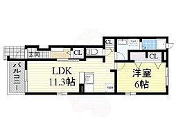 アベリア 1LDKの間取図画像