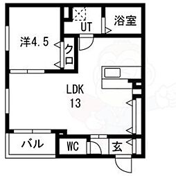中村区高道町AP 1LDKの間取図画像
