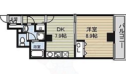 レジデンスカープ今池 1DKの間取図画像
