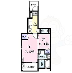 パークサイドハイム 2Kの間取図画像