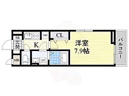 エクレール南野 1Kの間取図画像