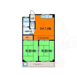 メゾン笹山 2DKの間取図画像
