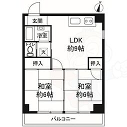 幸栄ハイツ城下 2LDKの間取図画像