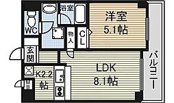 FS幅下 1LDKの間取図画像