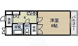 メタモルフゥオー中島 1Kの間取図画像