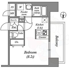 SHOKEN Residence名古屋 太閤通 ワンルームの間取図画像