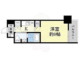 レジディア高岳 1Kの間取図画像