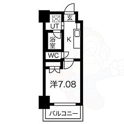 アールズタワー池下西 1Kの間取図画像