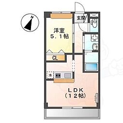エクシードJIN2 1LDKの間取図画像