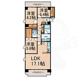 アムール・U-2 3LDKの間取図画像