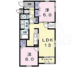 さつき荘 2LDKの間取図画像