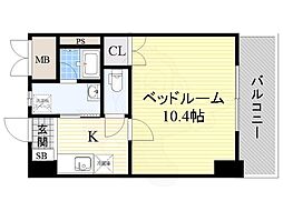 BSRESIDENCESAKAE 1Kの間取図画像