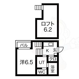 カーサさくら1 1Kの間取図画像