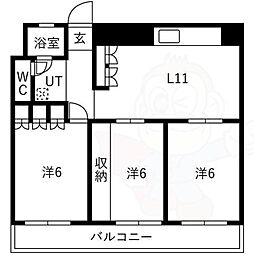 フラットイン 3LDKの間取図画像