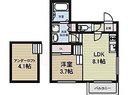 ハーモニーテラス志賀町2 1LDKの間取図画像